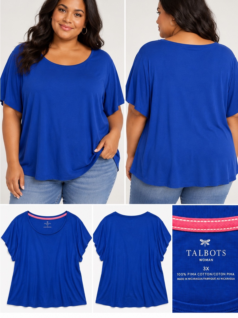 Talbots Royal Blue Scoop Neck Short Sleeve Tee